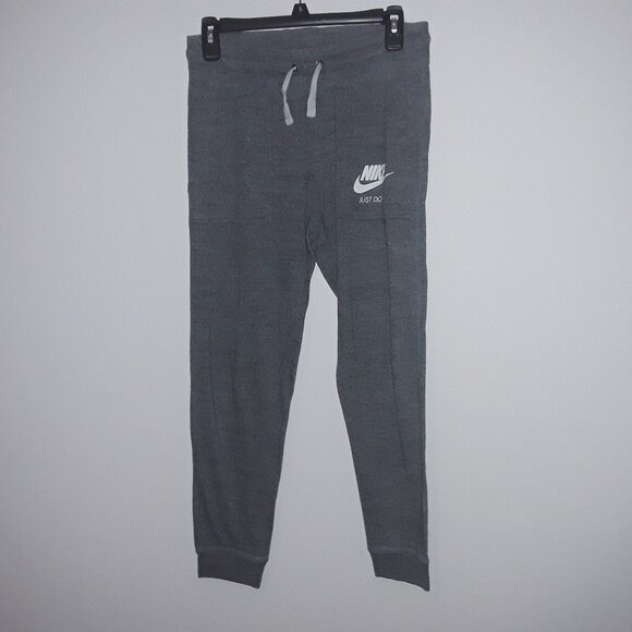 Nike junior small speckled gray light cotton joggers w/banded ankles,drawstring - Picture 1 of 5
